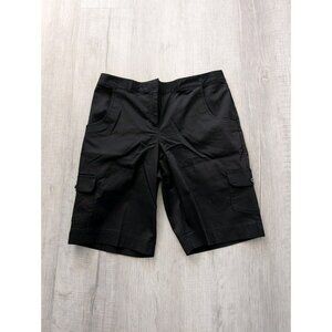 IZOD Golf Women Black Flat Front Pocket Stretch Cargo Shorts NWT Sz 8 32"X10.5"